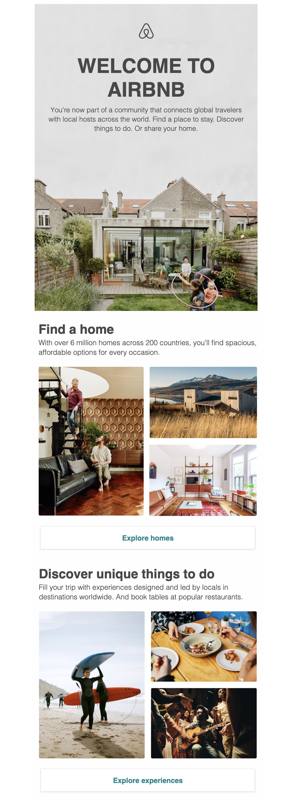 Welcome email - a good example from Airbnb