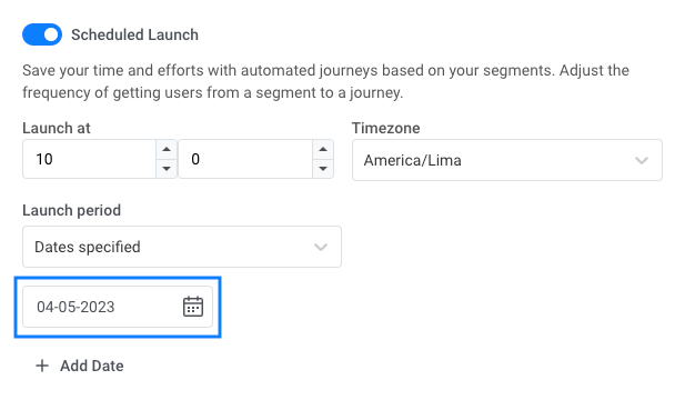 Scheduled launch of a campaign in Pushwoosh Customer Journey Builder