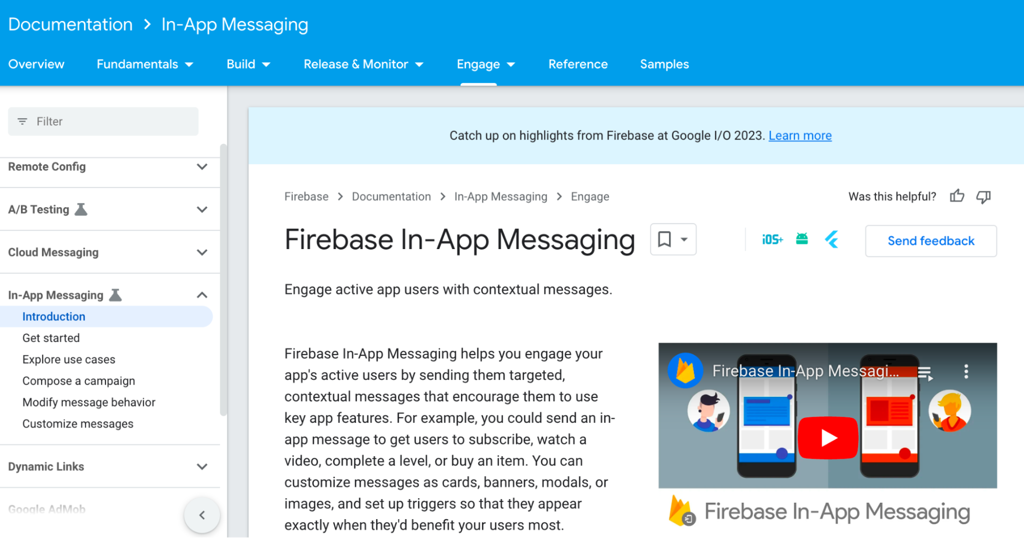 Firebase In-App Messaging documentation