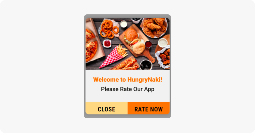 In-app message prompting to rate the app example