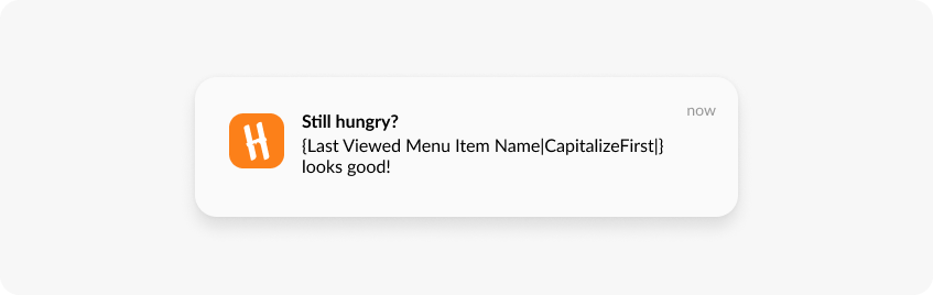 Personalized push notification made with Pushwoosh Dynamic Content - example from HungryNaki