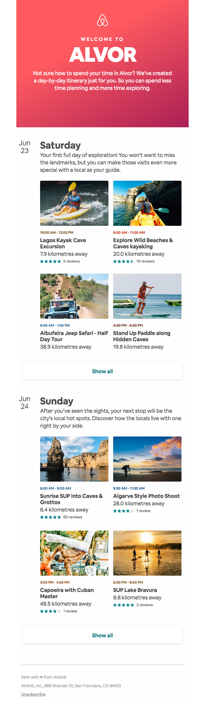 Personalized recommendation - Airbnb email example