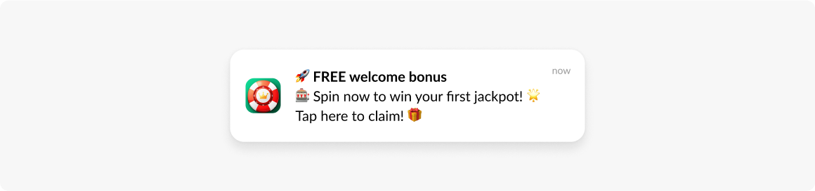 Push notification from a casino app - generic example